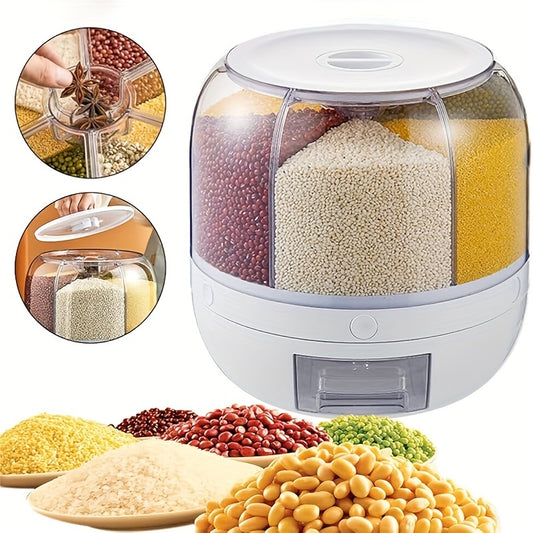 1/2 Piece 22 Lb Capacity 360° Rotating Food Dispenser - One-Touch Output Rice Storage Round Cereal Container for Small Grains, Beans, and Rice