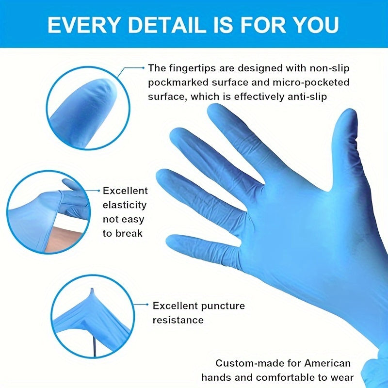 100 Pieces Of Disposable Nitrile Super Durable Gloves, Powder Free Gloves Are Waterproof, Tear Resistant, Powder Free, Suitable For Kitchen Cleaning, Tattooing, Hair Dyeing, Pet Grooming, Beauty Salons, And Household Chores