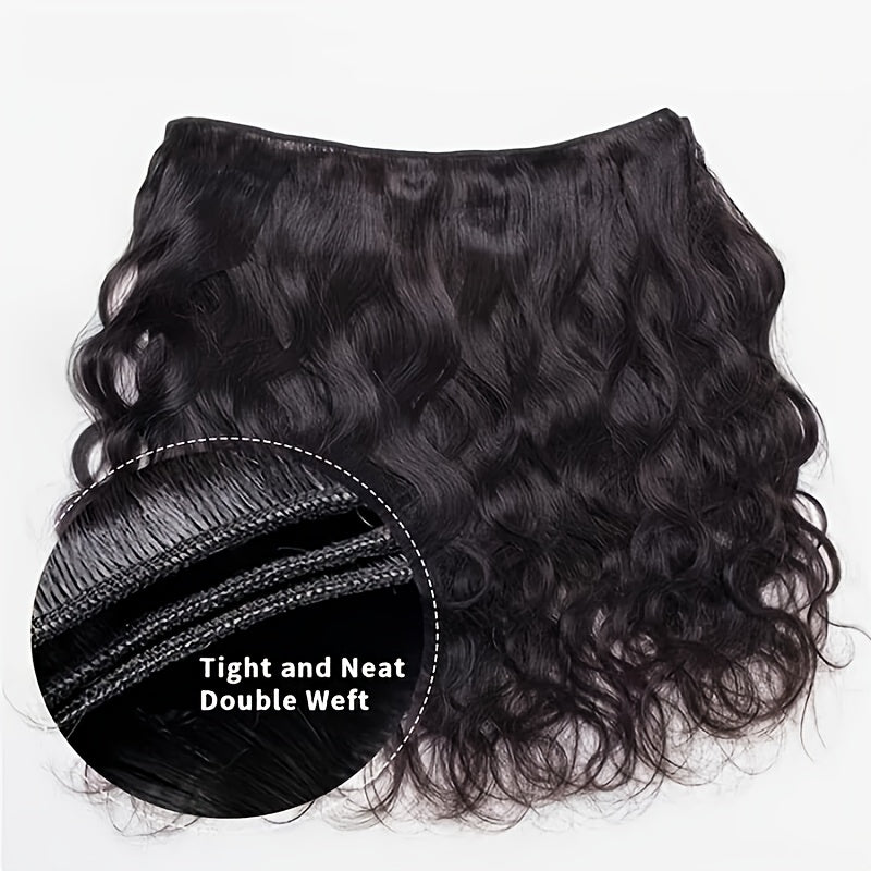 3 Bundles Brazilian Virgin Human Hair Extensions, 100% Unprocessed 10A Body Wave Weft, 300G Tangle-Free Shedding-Resistant for African American Women