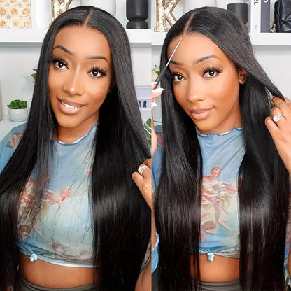 Glueless Wigs 4X4 HD Lace Front Wig Straight Lace Front Wigs Human Hair 100% Brazilian Human Hair Wig Natural 4X4 Full Edges Lace Pre-Plucked Lace Wig With Baby Hair For Women Ear To Ear Swiss HD Lace For Natural Looking