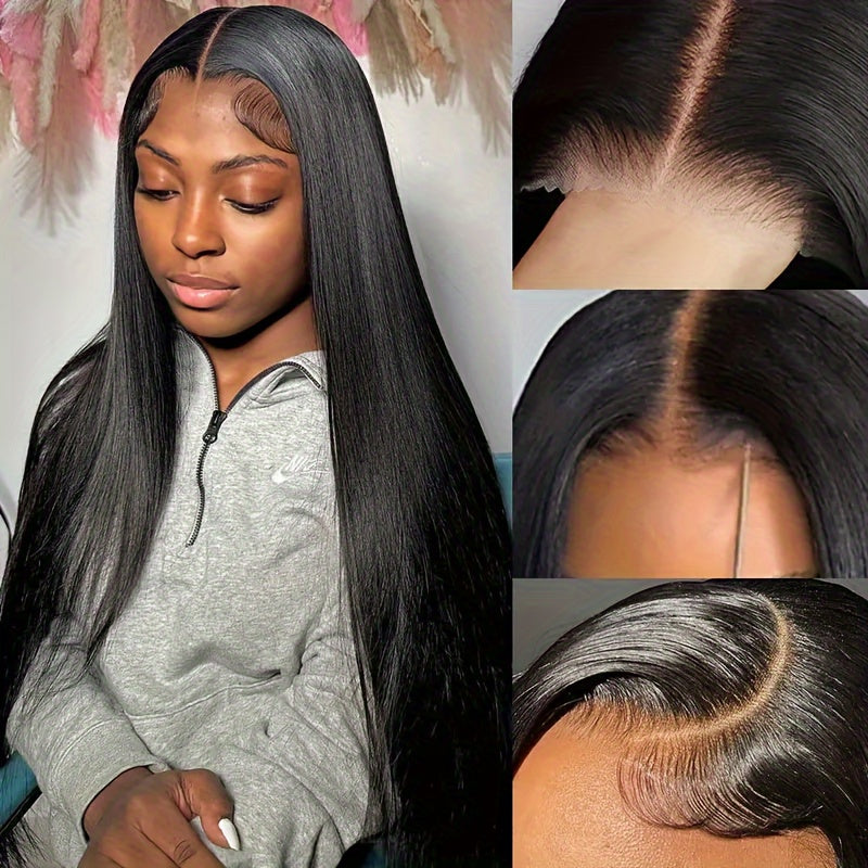 Glueless Wigs 4X4 HD Lace Front Wig Straight Lace Front Wigs Human Hair 100% Brazilian Human Hair Wig Natural 4X4 Full Edges Lace Pre-Plucked Lace Wig With Baby Hair For Women Ear To Ear Swiss HD Lace For Natural Looking