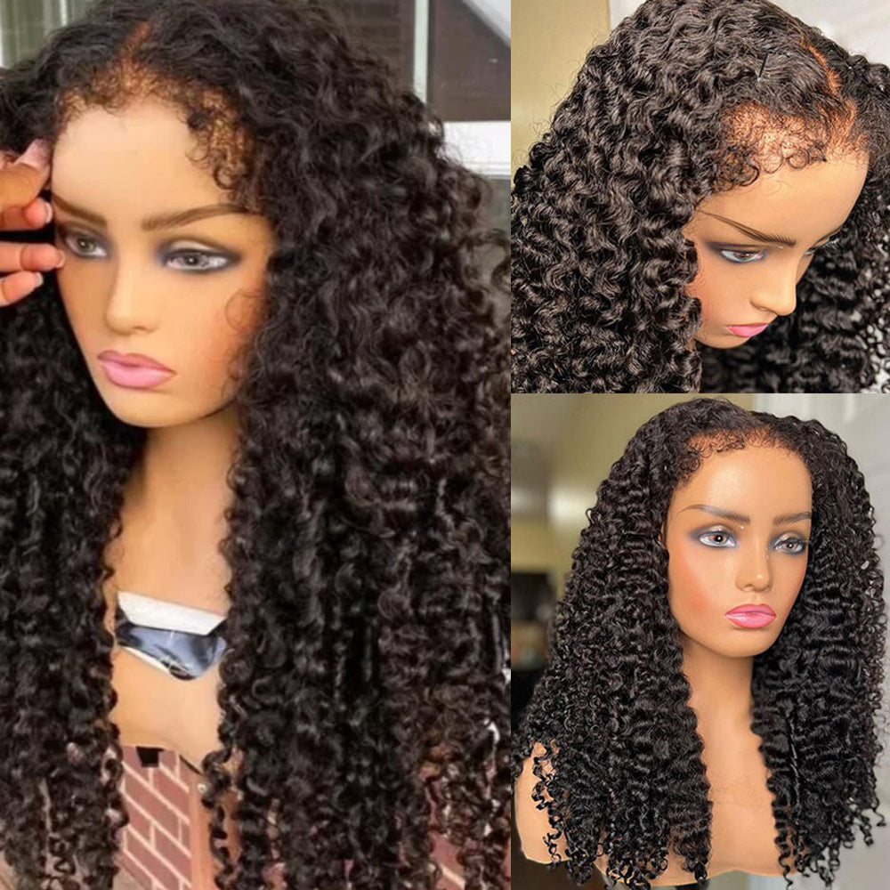 Deep Wave 4C Edges Frontal Wig 13x4 Lace Front Human Hair Wigs Deep Curly Lace Front Wig Human Hair For Women Brazilian Remy Human Hair Wigs With Curly Baby Hair Kinky Hairline