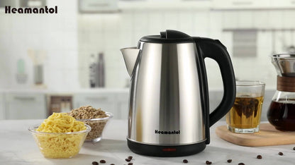 1.8L Electric Kettle, Stainless Steel Double Wall Hot Water Boiler with Auto Shut Off, Boil-Dry Protection, LED Indicator, and BPA-Free Design for Coffee and Tea Lovers