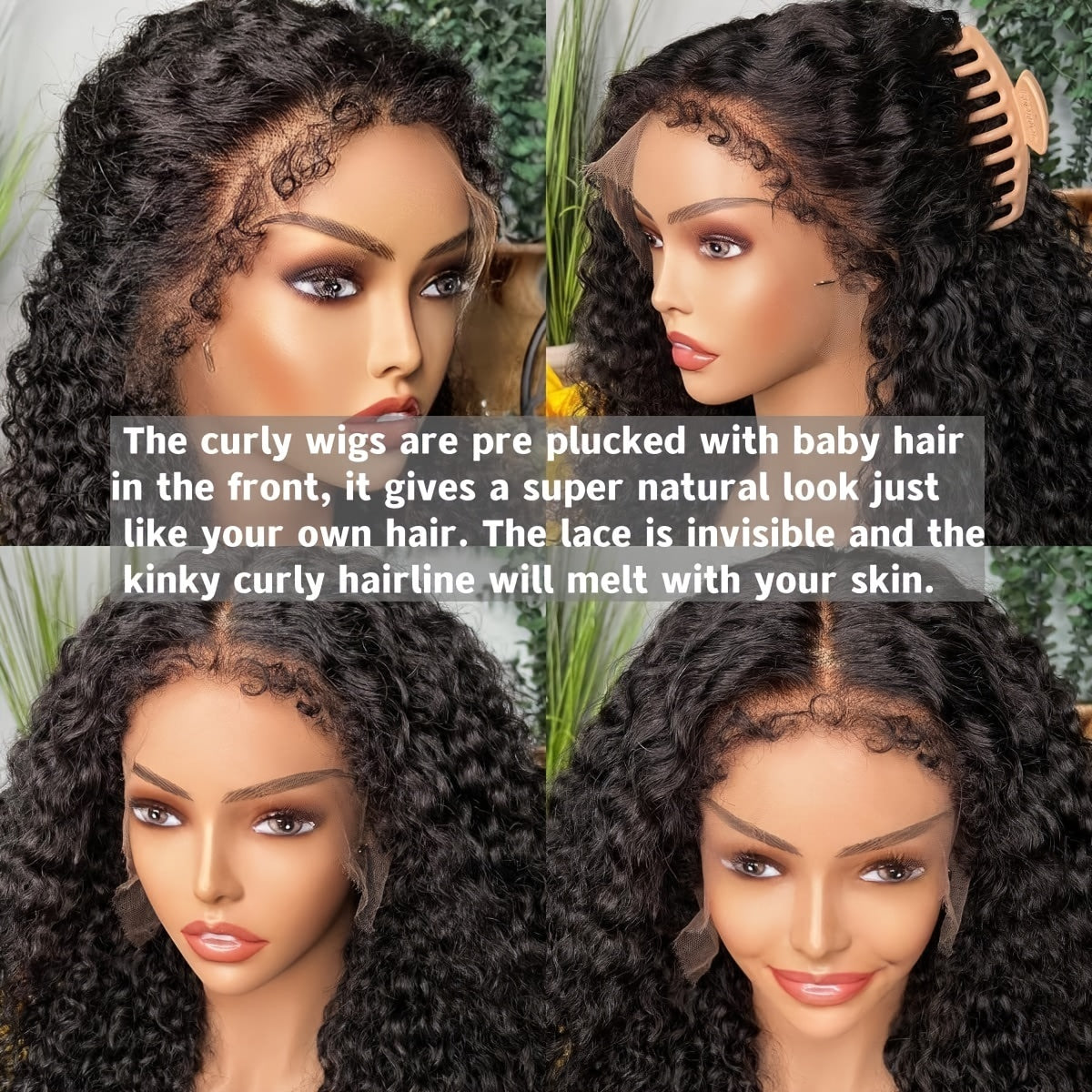 Deep Wave 4C Edges Frontal Wig 13x4 Lace Front Human Hair Wigs Deep Curly Lace Front Wig Human Hair For Women Brazilian Remy Human Hair Wigs With Curly Baby Hair Kinky Hairline