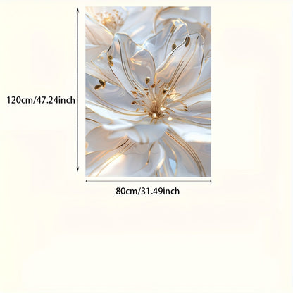 Modern White & Golden Floral Canvas Art, 31.5x47.24in - Frameless Wall Decor for Living Room and Bedroom