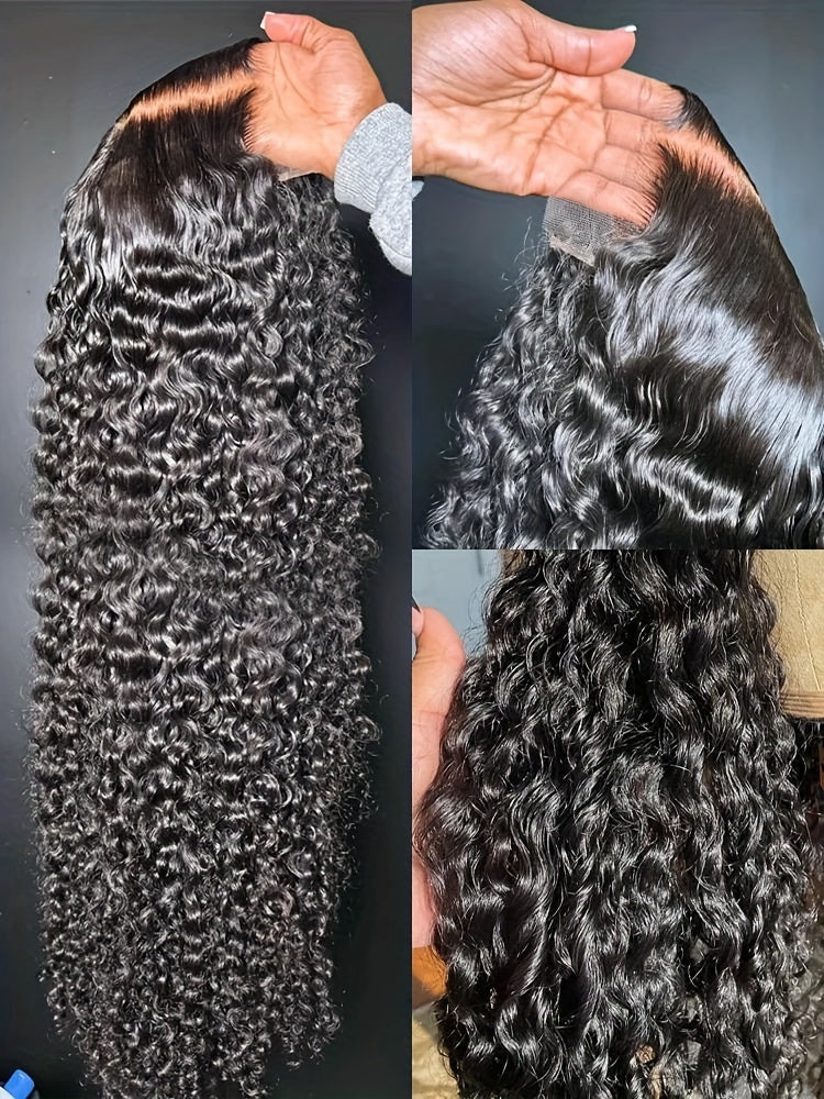 250% Density Deep Wave Lace Front Wigs 13X4 HD Lace Front Wigs 100% Brazilian Human Hair Full Edges Ear To Ear Swiss HD Pre Plucked Lace Wig With Baby Hair Deep Curly Wave Wig For Daily Wear