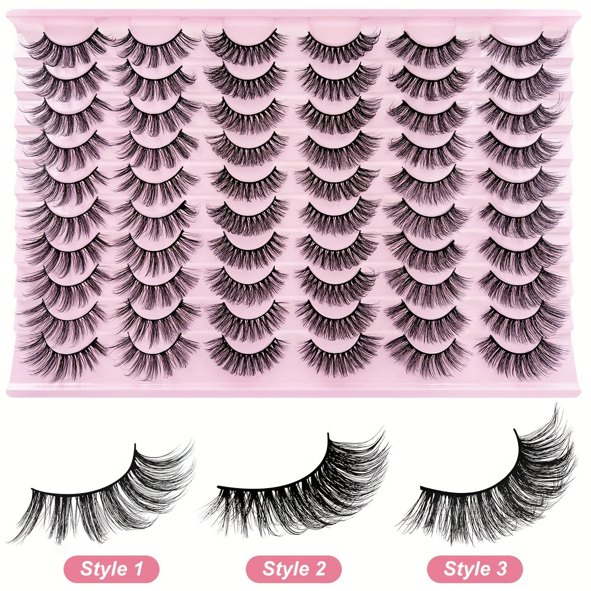 30 Pairs Of 3D Imitation Mink Fur, Naturally Crossed False Eyelashes Handmade, Dense Curly Eyelashes Artificial Mink Fur, Hot Selling Makeup Tool, Non-irritating To The Eyes, Reusable Mixed Styles, 16mm, 20mm, Suitable For Va