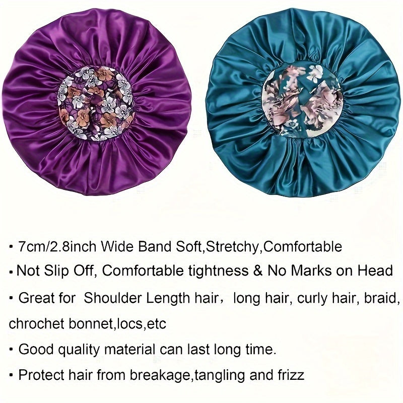 5pcs Soft & Breathable Satin Sleep Caps for Women - High-Density Hair Bonnets with Stretchy Wide Band, Soft Fabric, and Unscented Design - Ideal for Overnight Curls Preservation, All-Season Shower Caps, Comfortable for Chemot