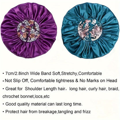 5pcs Soft & Breathable Satin Sleep Caps for Women - High-Density Hair Bonnets with Stretchy Wide Band, Soft Fabric, and Unscented Design - Ideal for Overnight Curls Preservation, All-Season Shower Caps, Comfortable for Chemot