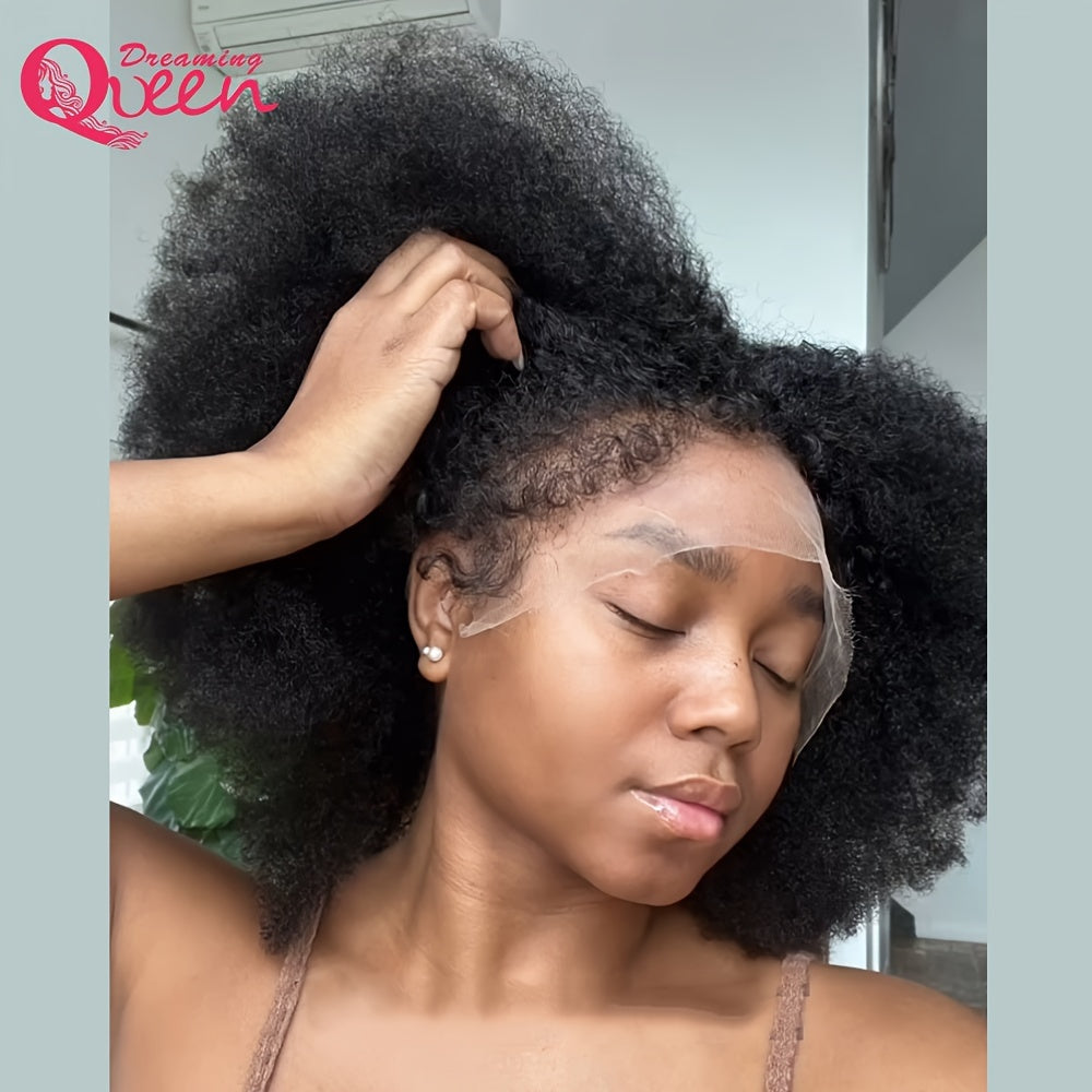 180% Density Afro Kinky Curly Lace Wig - Lace Wigs With 4B Hairline, Transparent HD Lace, Preplucked Mongolian Hair, 13x4 Lace Frontal, Kinky Edges, Real Natural Hairline, Fluffy Hair For Women