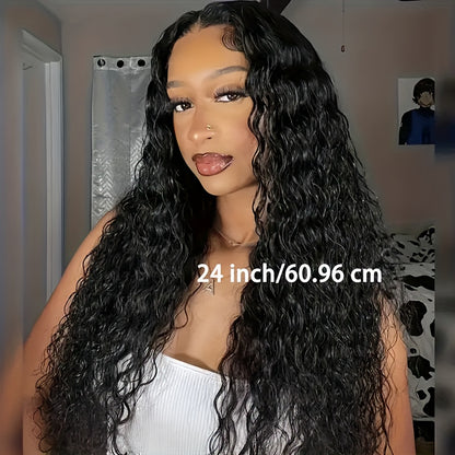 250% Density 6x4 Water Wave Put On And Go Glueless Wigs Pre Plucked Water Wave Lace Front Wigs 100% Human Hair For Women Transparent Closure Wigs Natural Color