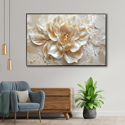 Modern Golden Flower Canvas Art Print, 31.5x47.24in - Frameless Wall Decor for Living Room & Bedroom