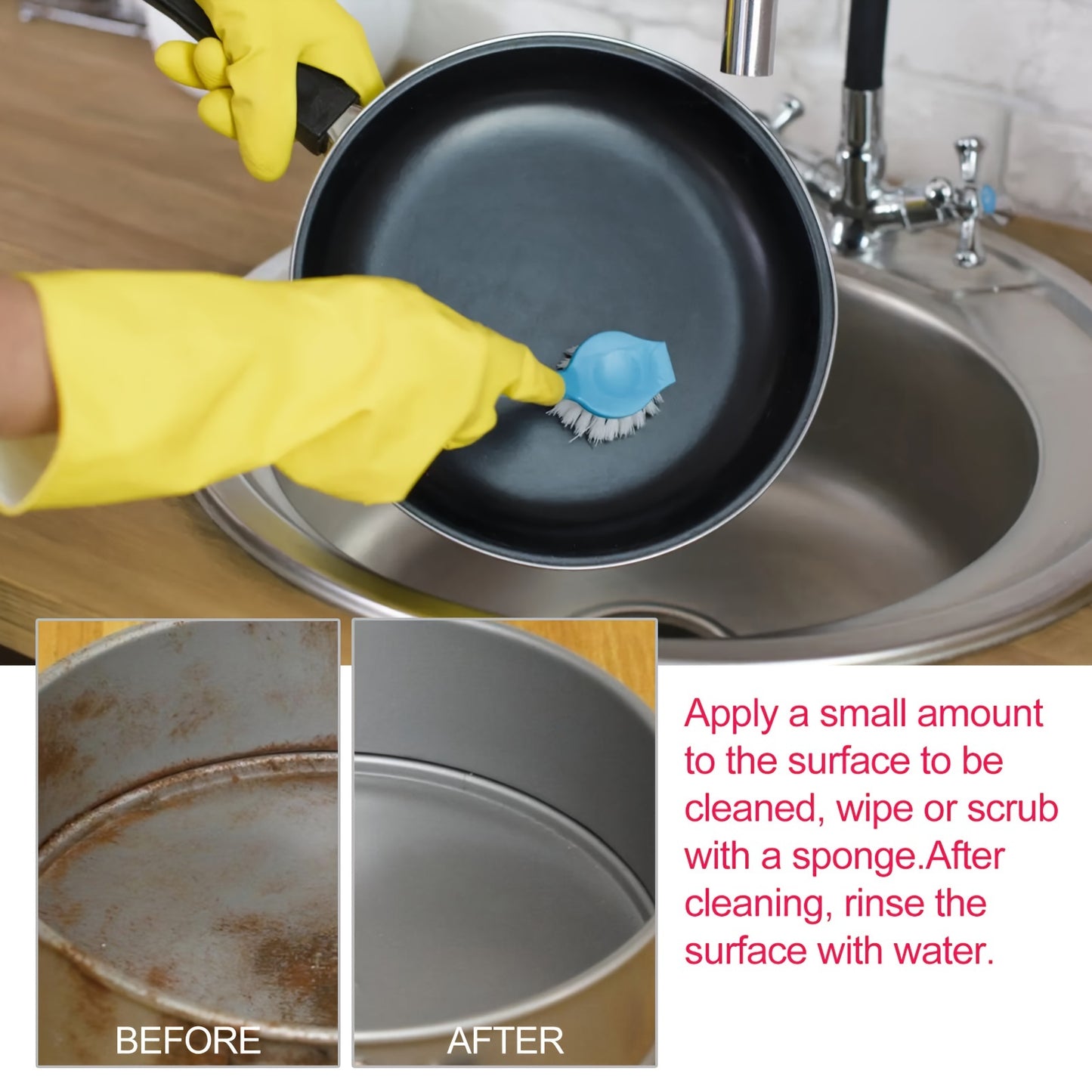 RV Kitchen Deep Cleaner - Multi-Functional Interior Cleaner for Stoves, Range Hoods, Pot Bottoms, and Sinks - Removes Rust, Grease, and Tough Stains Efficiently with Easy Scrubbing Action