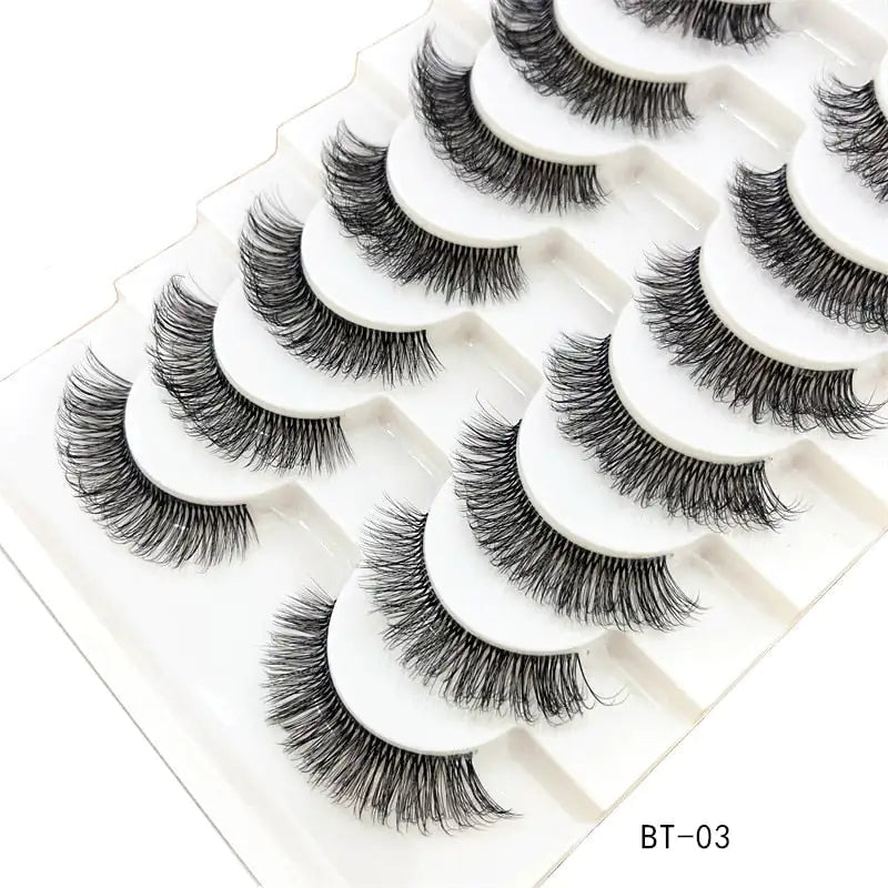 10 Pairs Mink Eyelashes Clear Band