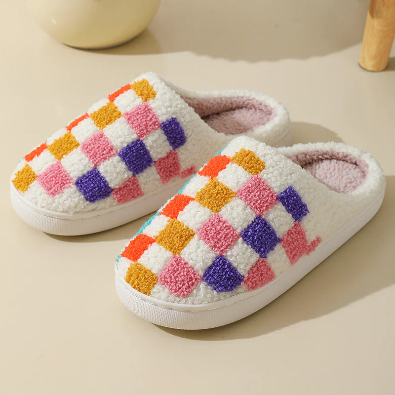 Colorful Checkerboard Home Slippers